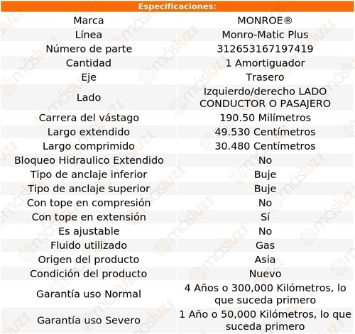 1) Amortiguador Monro-matic Plus Izq/der Tras Crown 65/67 Foto 3