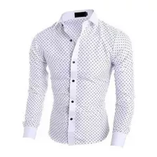 Camisa Slim Poá Premium 4% Lycra- Frete Grátis P/ 2 Unidades