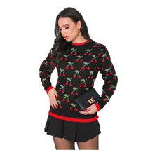 Blusa Cereja Cherry Suéter Agasalho Manga Longa Tricot R43