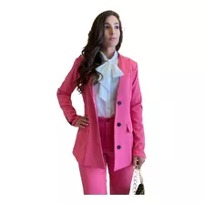 Blazer Forrado Feminino Acinturado Botões Casaco Jaqueta 