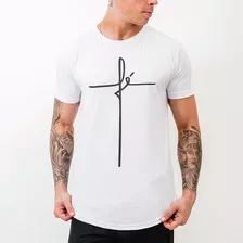 Camiseta Camisa Fé Masculina Longline Oversized Casual Verão