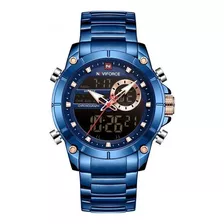 Reloj Digital Y Analógico Naviforce 9163 Azul Para Hombre