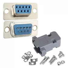 Conector Db9 Fêmea Rs232 Serial + Capa Curta Bege - 10 Peças