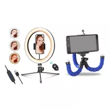 Anel De Led Ring Light + Kit Youtuber Para Celular Gravação