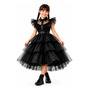 Fantasia Vandinha Addams Infantil Festa Halloween Menina Preto Gg 11/13 Anos