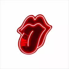 Luminária Painel Neon Led Boca Rolling Stones Vermelho 30 Cm