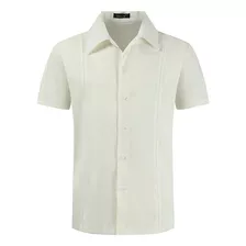 Polera De Lino Para Hombre, Polera Casual Cubana Guayabella,