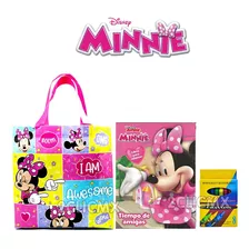 10 Bolsas Minnie Mimi + 10 Libros Colorear + 10 Crayolas
