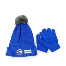 Kit Set Intantil Gorro De Lana Tejido + Guantes Niños Nasa