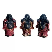 Trio Buda Chinês Sábio Fortuna Estatua Decoração De Resina 