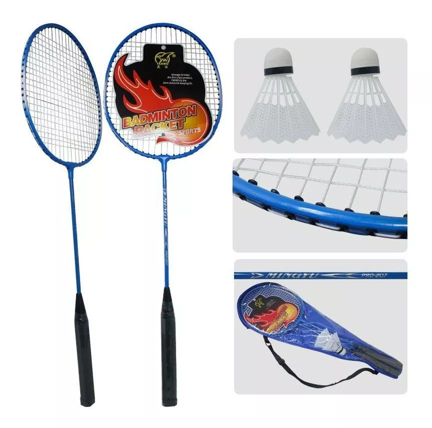 Set Raquetas X 2 Badminton + 2 Gallitos Volantes + Estuche