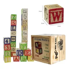 Cubos Bloques Madera Letras Números Juguete Didáctico 27 Pcs