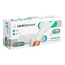 Luvas Descartáveis Unigloves Standard Latex Natural Cor Branco Tamanho G