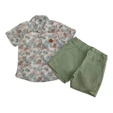 Camisa Bata E Shorts Infantil Algodão E Linho 25462