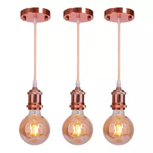 Iluminar Ambiente Pendente Soquete Retrô Industrial Vintage + Lampada Led Cor Preto 110v 220v (bivolt)