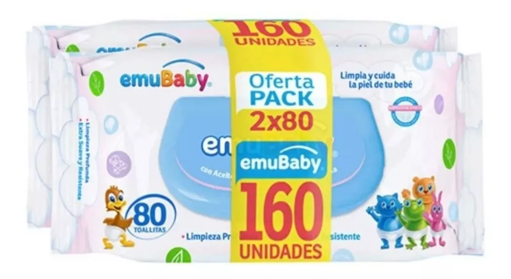 Toallas Humedas Emubaby Premium Con Tapa 160 Unidades