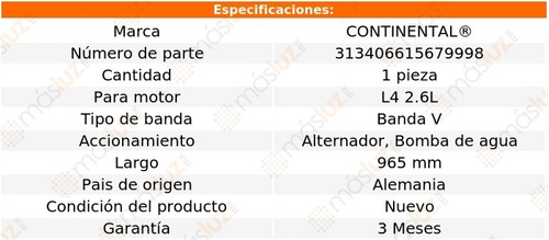 Banda Conquest L4 2.6l 85/87 Alternador, Bomba De Agua Foto 4