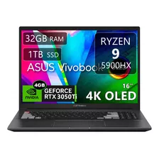 Asus Vivobook Pro 16x Oled, Ryzen 9, 32gb, 1tb, Rtx3050ti