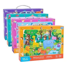 Juego Puzzle Rompecabeza 100pzas Diseño Animales Para Niños