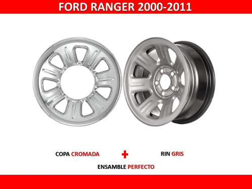 Par De Copas Cromadas Para Rin 15'' Ford Ranger 2000-2010 Foto 2