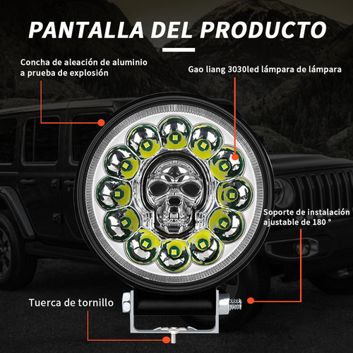 Par Faros 12 Led Redondo Auxiliares Estrobo Fija Dually Jeep Foto 6