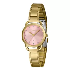 Relógio Feminino Lince Dourado Pequeno Original Strass