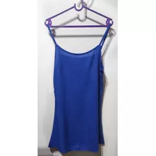 Vestido Corto De Fibrana Azul Talle Unico