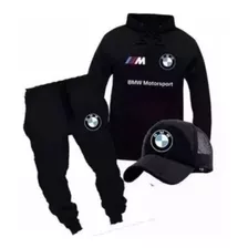 Kit De Moletom Calça E Blusa De Frio + Boné Bmw Edc Especial