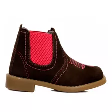 Bota Botina Infantil Feminina Couro Legitimo Country Texana 