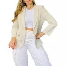 Blazer Feminino Linho Alfaiataria Chique Básico Elegante