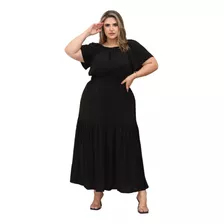 Vestido Ciganinha Longo Liso Plus Size Blogueira Instagram