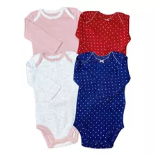 Carters Kit Body Com 4 Peças Manga Longa Menina Original Eua