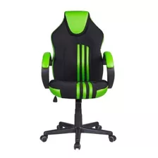 Cadeira Gamer Preta E Verde Pelegrin Pel-3005 Cor Preto E Verde Material Do Estofamento Tecido Com Detalhes Em Couro Pu