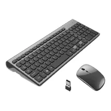 Kit Teclado Mouse Sem Fio 2.4g Recarregável Bateria Wireless Cor Do Mouse Cinza Cor Do Teclado Cinza