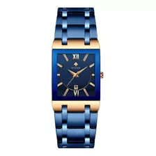 Reloj Wwoor De Cuarzo Para Hombre Modelo 8858ae Blue Gold Color Del Fondo Azul
