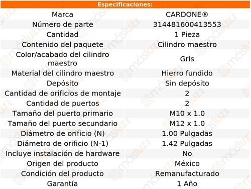 (1) Bomba De Frenos Jeep Cherokee 92/93 Cardone Reman Foto 4