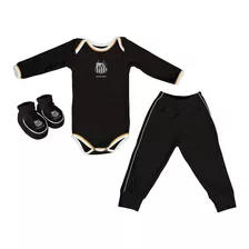 Kit Bebê Santos 3 Peças Longo Preto - Torcida Baby