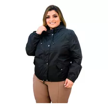 Jaqueta Parka Sobretudo Feminina Corta Vento Plus Size 