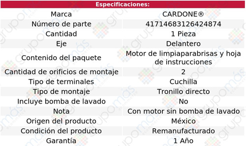 1 Motor Limpiaparabrisas Delantero Spectra5 05 Al 09 Reman Foto 4