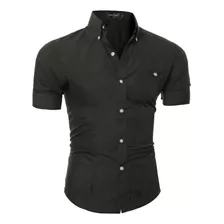 Camisa Masculina Manga Curta Com Elastano Melhor Tecido