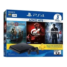 Sony Playstation 4 Slim 1tb Hits Bundle: God Of War/gran Turismo Sport/uncharted 4: A Thief's End Cor Preto Onyx