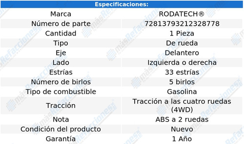 Maza Rueda Delantera Izq/der Raider V6 3.7l 4wd 06-09 Foto 5