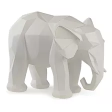 Escultura Elefante Branco Geometrico Em Poliresina