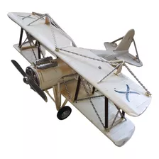 Escultura Metalica Avion I Guerra Blanco. 46x40x16