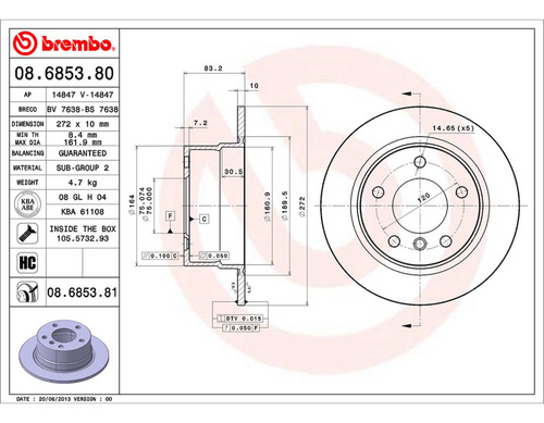 Disco Brembo Trasera 08.6853.80 Bmw Z3 1997-2000 Foto 2