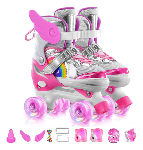 Patines 4 Ruedas Talla Ajustable Niño Niña Luz Led + Regalo