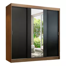 Ropero Madesa Reno 1095h91e Color Rustic/negro De Mdp Con 3 Puertas Corredizas