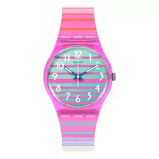 Reloj Swatch Mujer Electrifying Summer So28p105 Color De La Malla Rosa Chicle Color Del Bisel Rosa Color Del Fondo Celeste