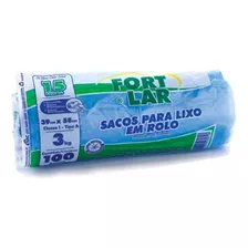 Saco Para Lixo 15 Litros Azul Em Rolo 39 X 58 200 Unidades