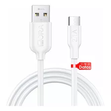 Cable Tipo C 1 Hora Para Samsung Motorola Huawei Xiaomi Dato Color Blanco